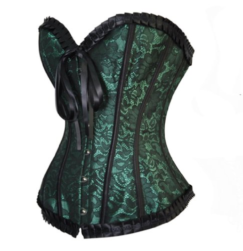 Bslingerie Womens Boned Corset With Black Brocade 