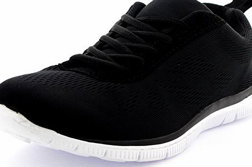 Get Fit Mens Get Fit Mesh Running Trainers Athletic Walking Gym Shoes Sport Run - Black/White 43 - BT0048