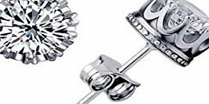 heqian Sterling Silver Swarovski Elements Sparkling Diamond Stud Earrings