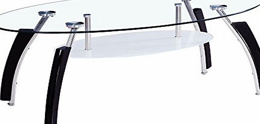 Home Discount Elena Black and Clear Glass Coffee Table