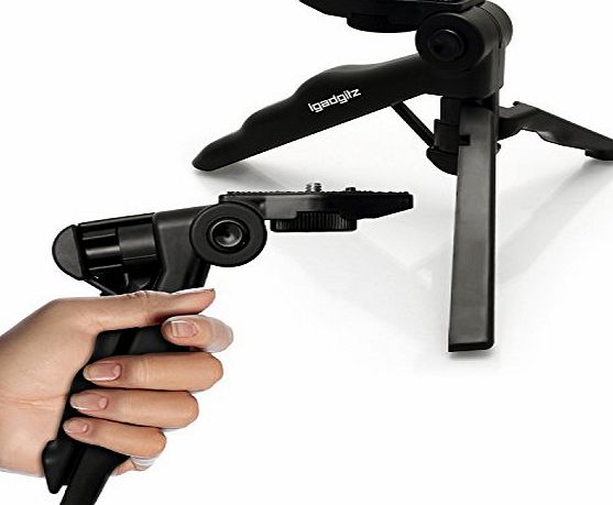 iGadgitz 2 in 1 Pistol Grip Stabilizer and Mini Lightweight Table Top Stand Tripod for Vivitar DVR508, DVR508HD, DVR808HD, DVR908M HD Camcorders
