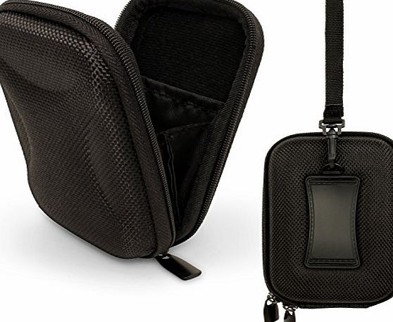 iGadgitz Black EVA Zipper Carrying Travel Hard Case Cover with Wrist Strap for Digital Compact Cameras (Sony DSC Cyber-SHOT, Panasonic Lumix, Canon IXUS, Fujifilm FinePix, Nikon COOLPIX, Olympus Digit