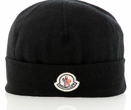 MONCLER Logo Front Beanie Black