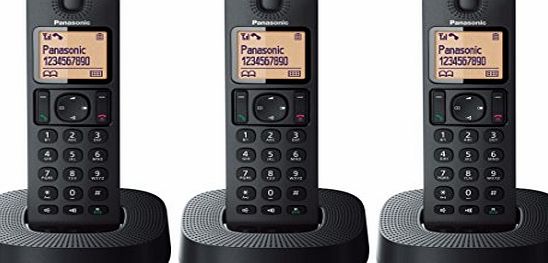 Panasonic KX-TGC313EB Digital Cordless Phone with Nuisance Call Blocker - Black (Pack of 3)