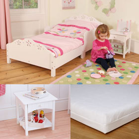 Toddler Bed and Bedside Table, with