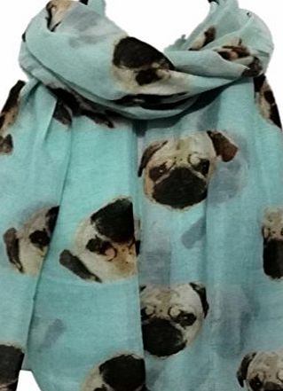 Tonwalk Women Dog Print Scarf Shawl Soft Scarves (Light Blue)