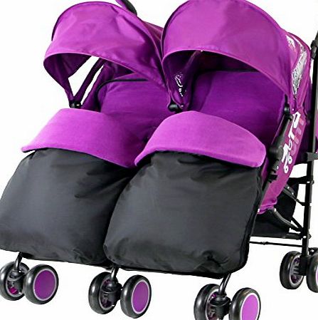 ZETA  Citi TWIN Stroller Buggy Pushchair - Plum (Plum) Double Stroller Complete With FootMuffs