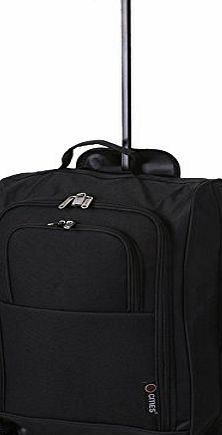 5 Cities 21``/55cm Black Carry On Lightweight Cabin Trolley Bag Hand Luggage