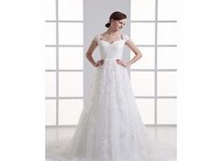 A-line Sweetheart Off-shoulder Lace Satin Tulle