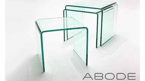 Abode Interiors Nest of 3 Glass Side Tables - Glass Nesting Tables - Glass Furniture