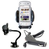 Brand New Shop4accessories Car Kit: Windscreen Suction Mount Holder and In Car Charger for the Nokia 5800 XpressMusic (aka TUBE)