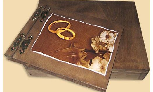 Aldecor Photo album made of wood in a wooden case for wedding pictures Wonderful memories