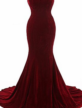 ALGL Womens Long Red Mermaid Bridesmaid Party Dresses Evening Gown Back Lace up UK12