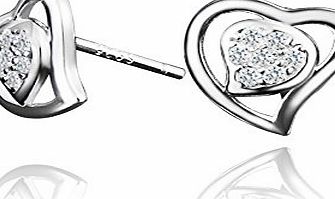 AmberMa ``Forever Love`` Heart Charm Pendant Earrings 925 Sterling Silver White Cubic Zirconia Fashion for Women Girls