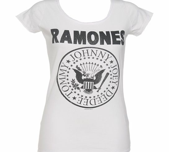 Ladies White Classic Ramones Logo T-Shirt from
