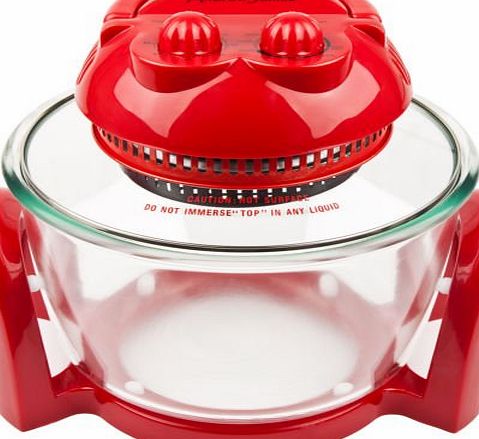 Andrew James Red 7 Litre Premium Halogen Oven including extender ring (up to 10 litres), baking and steamer trays, lid holder   128 recipe book   an extra easily spare replaceable bulb   2 Year Warran