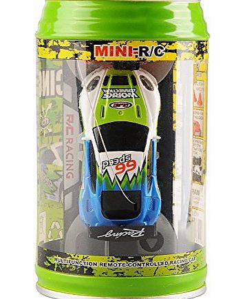 AQURE Mini Speed RC Radio Remote Control Micro Coke Can Racing Car Toy 1:63 Scale 49MHz Green