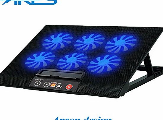Ares  N8 6 Fans Large LED Speed Display Notebook Cooling Pad Stand Laptop Cooler Mat Tray For 13.3`` 14`` 15`` 15.4`` 15.6`` 17`` Laptop