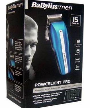 HIGH QUALITY BABYLISS POWERLIGHT PRO MENS CORDLESS RECHARGEABLE HAIR CLIPPER TRIMMER K