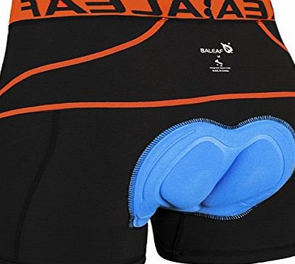Baleaf Mens 3D Padded Cool Max Bicycle Underwear Shorts - Black/Orange, Medium