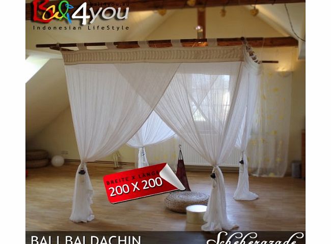 Bali4you Bali Baldachin Mosquito Net Scheherazade 220x200 (87``x78``) incl. 4 tassles Bed Canopy