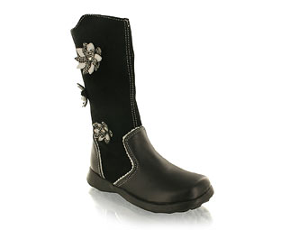 Barratts Trendy Leather Casual Boot With Flower Trim