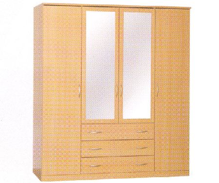 Bedworld Furniture Toledo 3 Drawer - 4 Door Wardrobe (2 Mirror Doors)