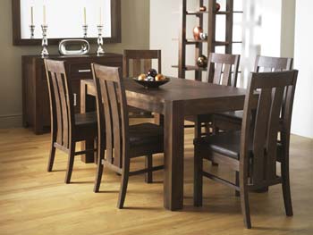 Lyon Walnut Dining Set with Slatted Back Chairs