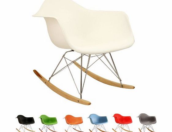 RETRO EAMES INSPIRED RAR LOUNGE DINING ROCKING CHAIR - WHITE (MULTIPLE COLOURS AVAILABLE)
