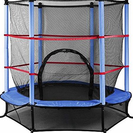 Beyondfashion 55`` 4.5FT Blue/Pink/Green Trampoline Junior Kids Outdoor Activity Fun With Safety Net (A-Blue)