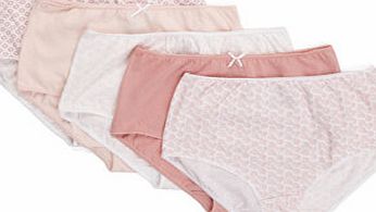 Bhs Womens Cream and Pink Geo Floral Print 5 Pack