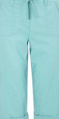 Bhs Womens Turquoise Cotton Crop Trousers, Turquoise