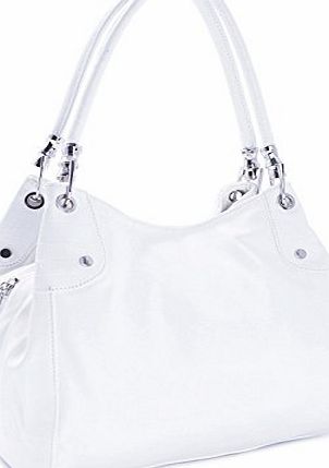 Big Handbag Shop Womens Multi Pockets Medium Shoulder Bag (278 White)