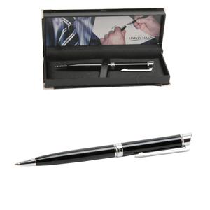 Black Biro Pen with Silver Bands in Gift Box