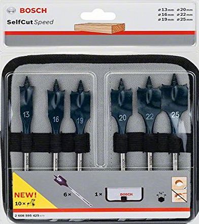 Bosch 2608587793 1/4`` 6 Piece Selfcut Flat Spade Wood Bits Set in Wallet