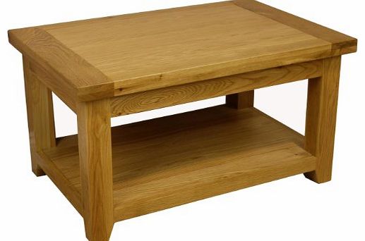 BRENT - OAK COFFEE TABLE WITH SHELF / SIDE LAMP TABLE *SOLID WOOD*