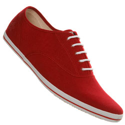 Red Linen Lace Up Sports Shoe