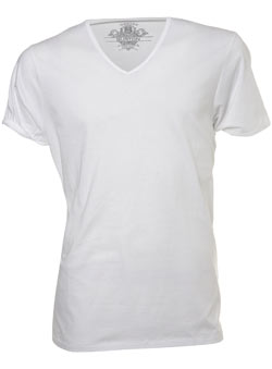 White Deep V-Neck T-Shirt