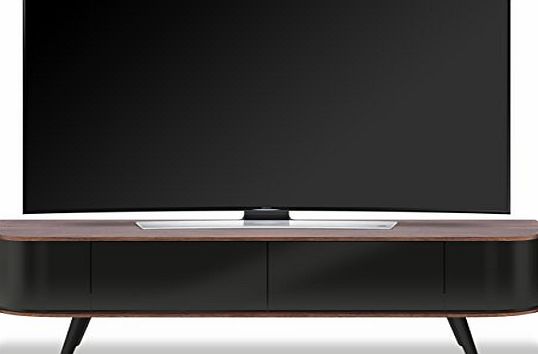 Centurion Supports LOTTE Beam-Thru Remote Friendly Uber-Contemporary Design Walnut and Gloss Black 26``-55`` Flat Screen TV Cabinet