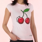 Womens Smiley Cherry Up T-Shirt Pale Pink