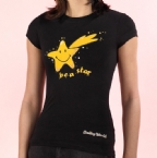 Womens Smiley Star Print T-Shirt Black