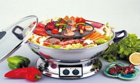 chinatownshopping Electric Hotpot with BBQ Grill Multi Cooker