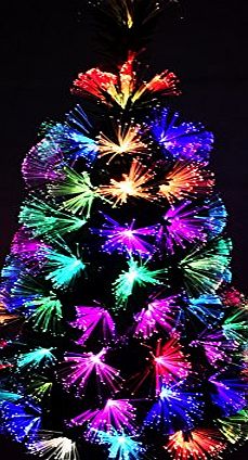 CHRISTMAS CONCEPTS 36 Inch (3FT) Green LED Firework Fibre Optic Christmas Tree With Colour Changing LED Lights   Gold Base