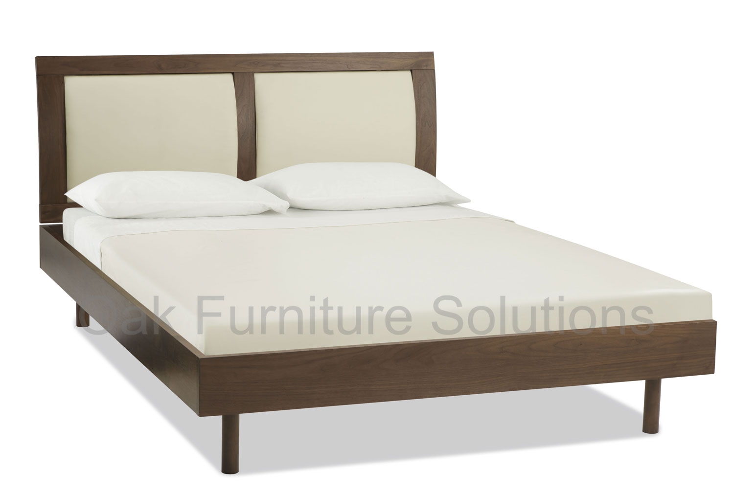 Como Walnut Bedstead with ivory leather panels -