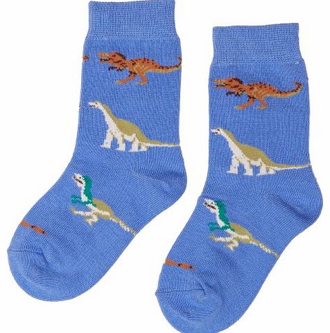 Country Kids Boys Dinosaur Animal Print Calf Socks, 1-3 Years (Manufacturer Size:3-5.5), Blue (Light Denim)