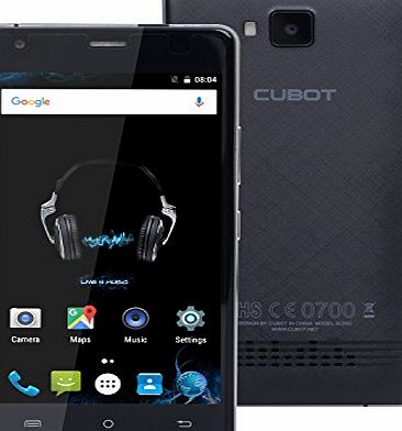 Cubot  ECHO Music Phone 5.0`` HD 3G Android OS 6.0 Marshmallow Unlocked Dual Sim Smartphone 2GB/16GB MTK6580 1.3 GHz Quad Core GSM/WCDMA Smart Phone Dual Camera WIFI GPS Bluetooth (Black)