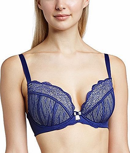 Curvy Kate Womens Roxie Padded Plunge Full Cup Everyday Bra, Blue (Night/Silver), 36G