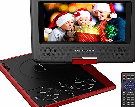 DBPOWER 7.5`` Portable DVD Player, 5 Hour Rechargeable Battery, Swivel Screen, Supports SD Card and USB, Direct Play in Formats AVI/RMVB/MP3/JPEG_Red
