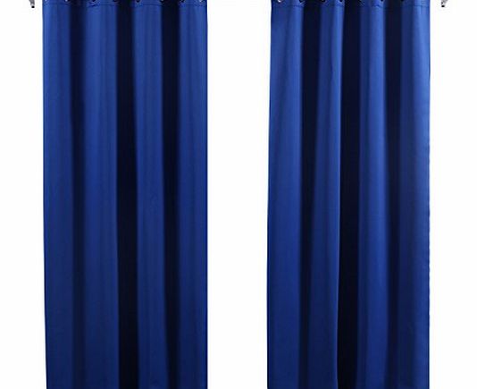 Deconovo Soft Solid Thermal Insulated Ring Top Blackout Blind Curtains for Kitchen, Including Two Matching Ties, 46``x54``Drop(117x138cm), 2 Panels, Blue