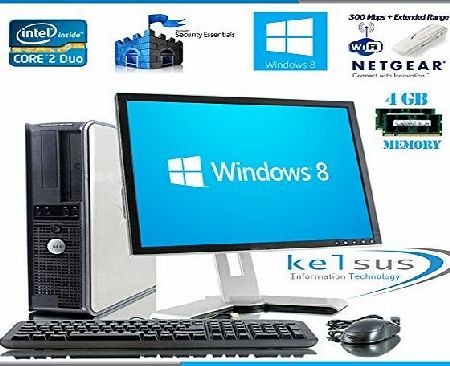 Dell Windows 8 - Dell OptiPlex Computer Tower with Large 19`` LCD TFT Flat Panel Monitor - FREE One Year Extended Warranty - Powerful Intel Core 2 Duo CPU - Massive 1TB Hard Drive - 8GB RAM - DVD - Wireless